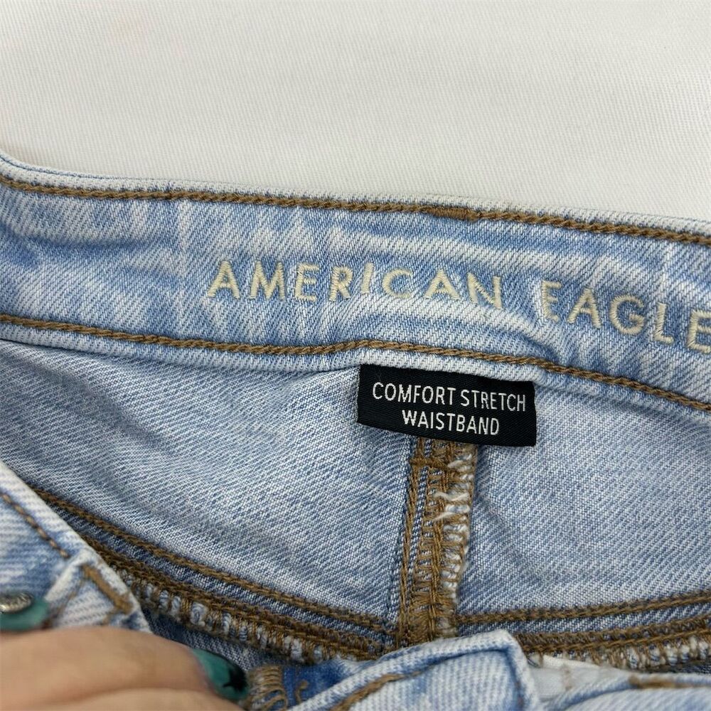 American Eagle Women's Mom Jeans Size 00 Blue Distressed Ripped Denim - Picture 3 of 8